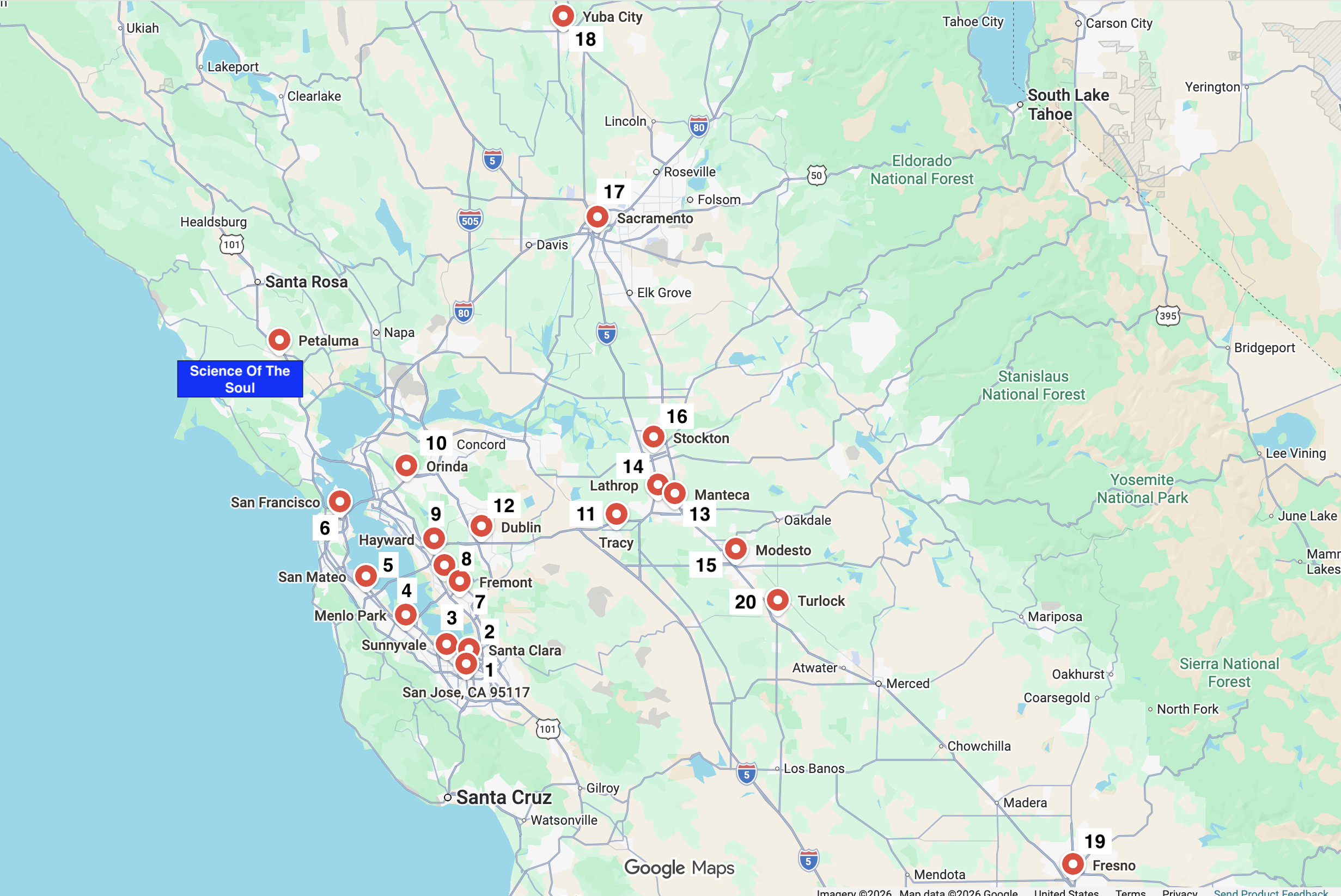 Area map with Charter Bus Pickup Locations